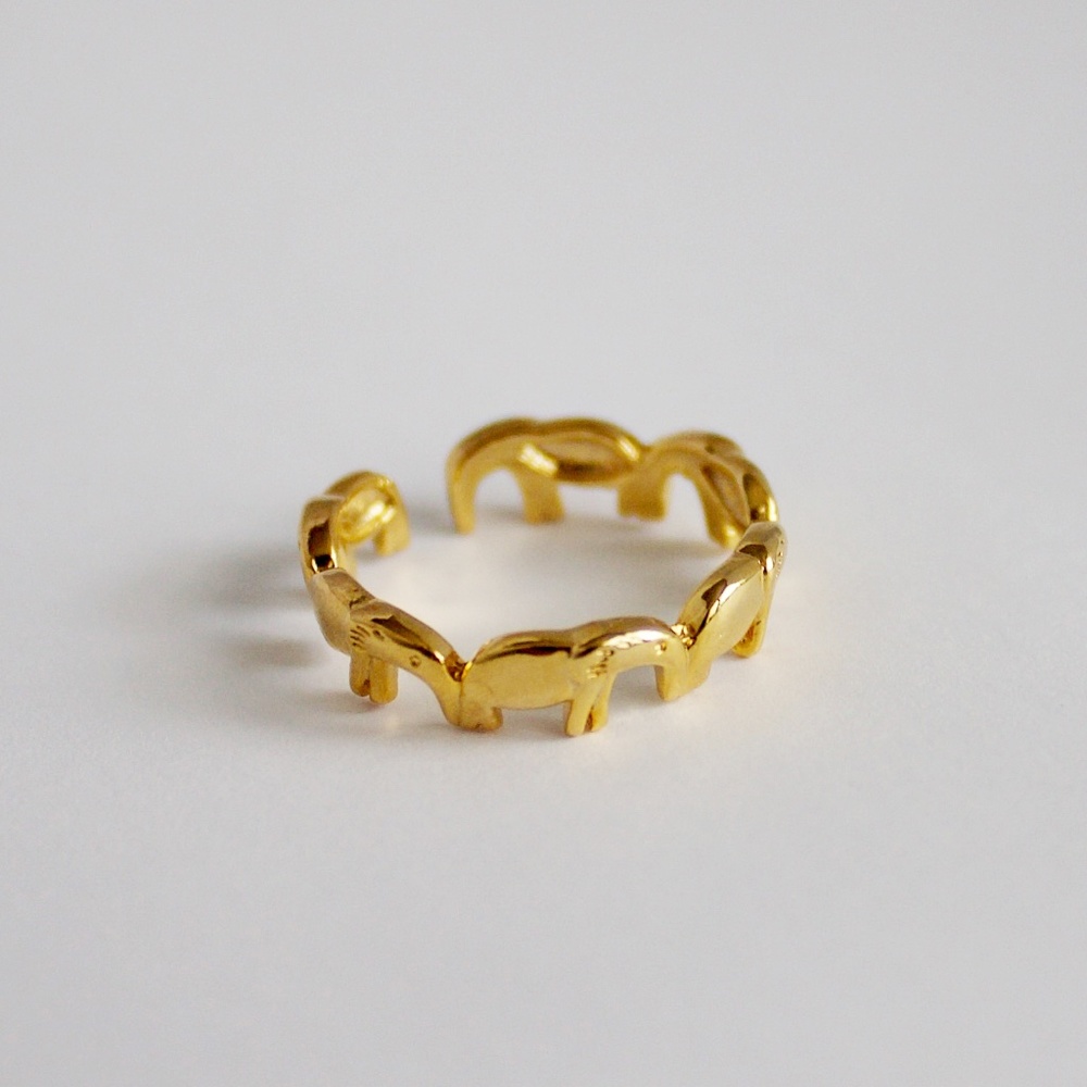 Elephant Link Ring 24 k plated gold